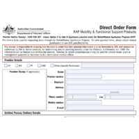 Direct Order Form - RAP Mobility & Functional Support Products main image